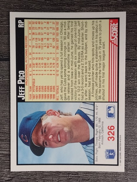 1991 Score #326 Jeff Pico