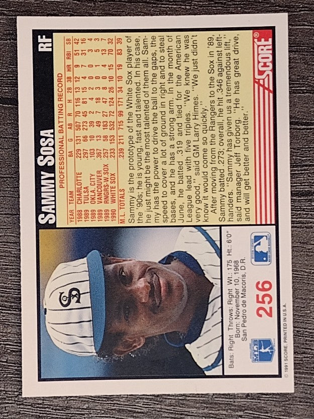 1991 Score #256 Sammy Sosa