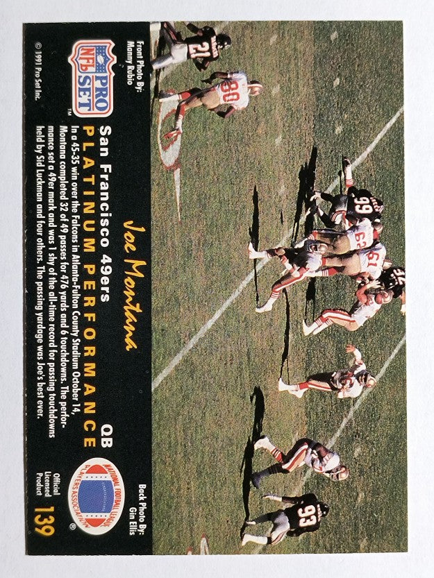 1991 Pro Set Platinum #139 Joe Montana PP