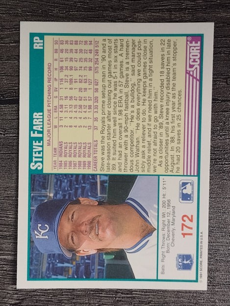 1991 Score #172 Steve Farr