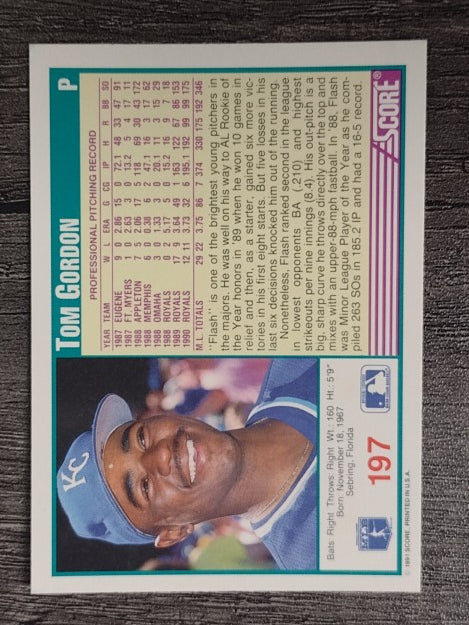 1991 Score #197 Tom Gordon