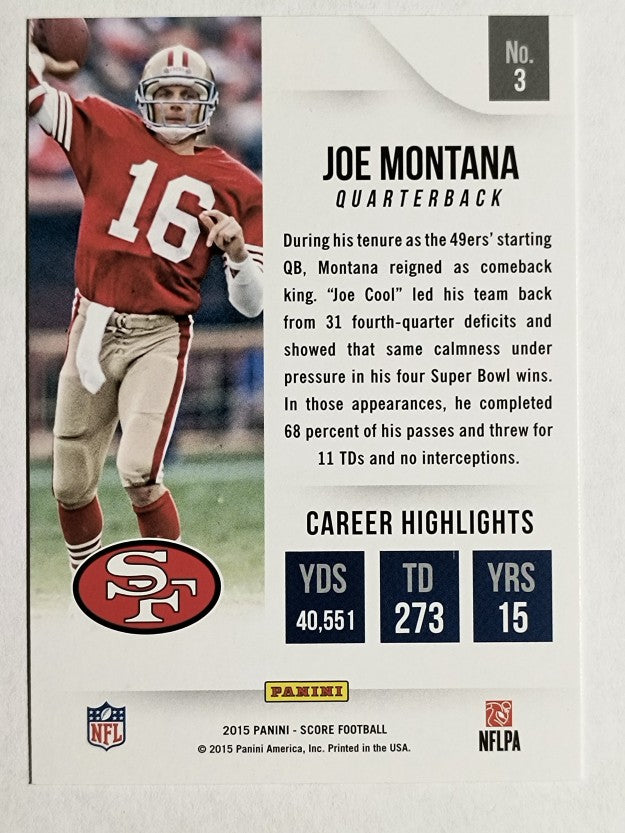2015 Score All-Time Franchise #3 Joe Montana