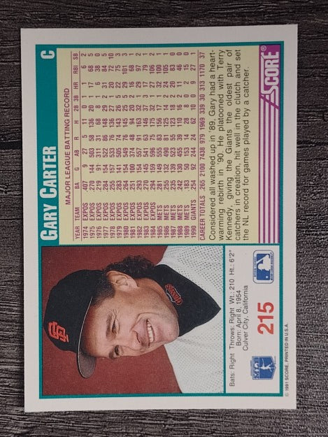 1991 Score #215 Gary Carter