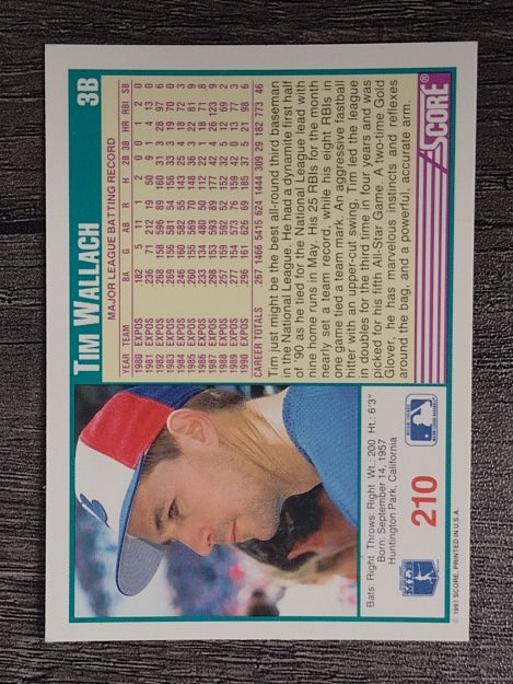 1991 Score #210 Tim Wallach