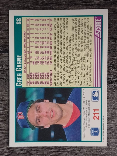 1991 Score #211 Greg Gagne