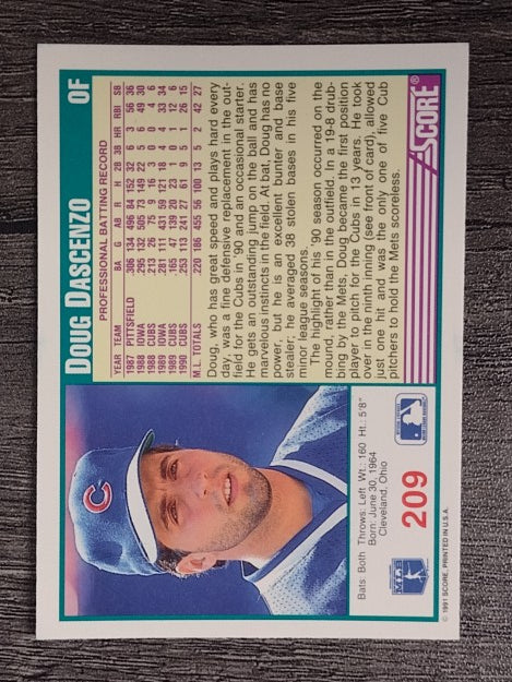 1991 Score #209 Doug Dascenzo