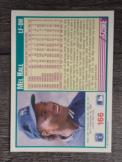 1991 Score #166 Mel Hall
