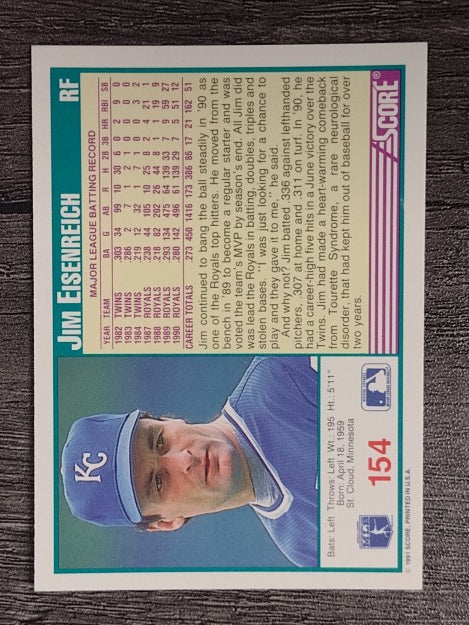 1991 Score #154 Jim Eisenreich