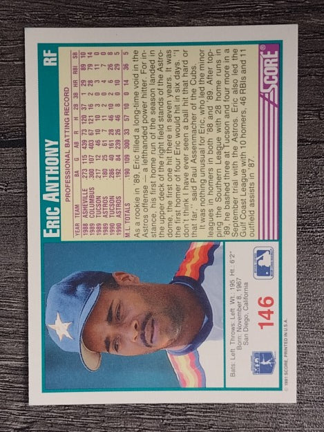 1991 Score #146 Eric Anthony