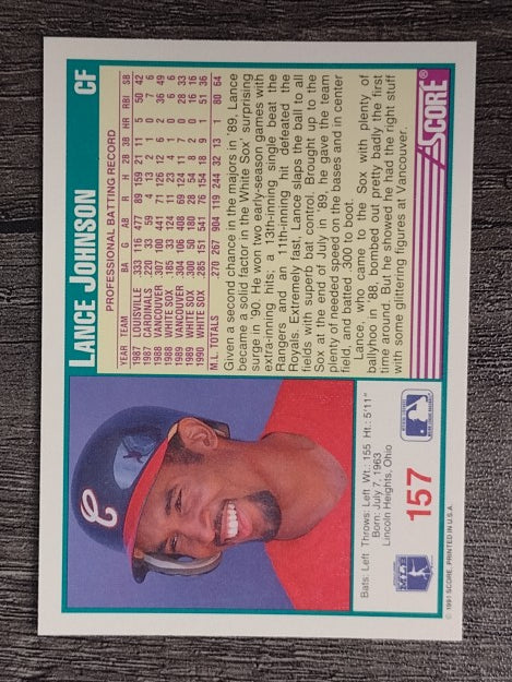 1991 Score #157 Lance Johnson