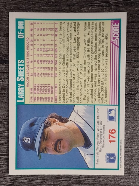 1991 Score #176 Larry Sheets