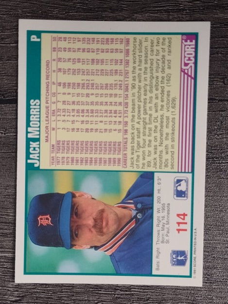 1991 Score #114 Jack Morris