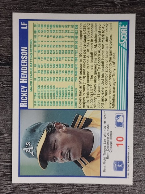 1991 Score #10 Rickey Henderson