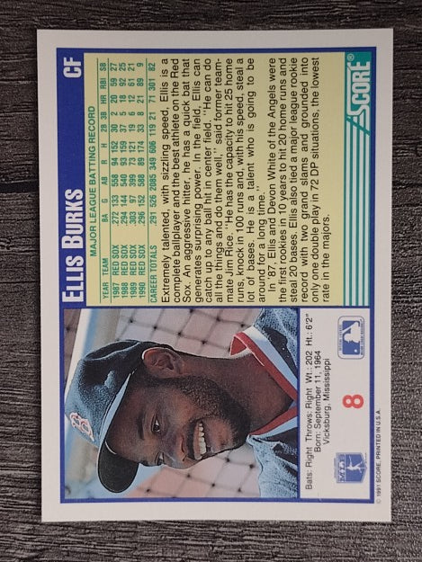1991 Score #8 Ellis Burks