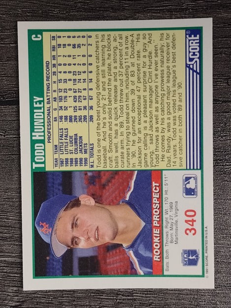 1991 Score #340 Todd Hundley