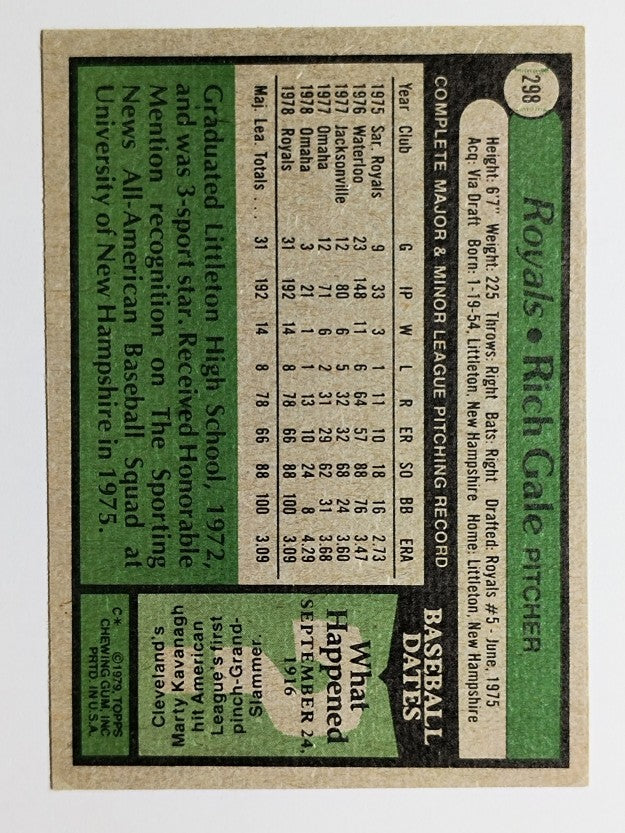 1979 Topps #298 Rich Gale RC (EX)