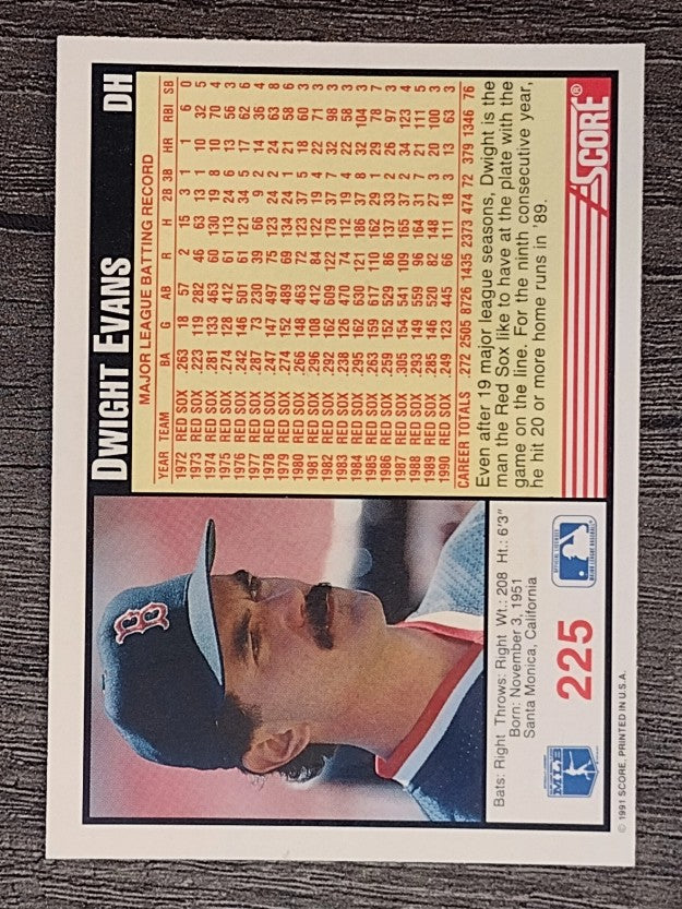 1991 Score #225 Dwight Evans
