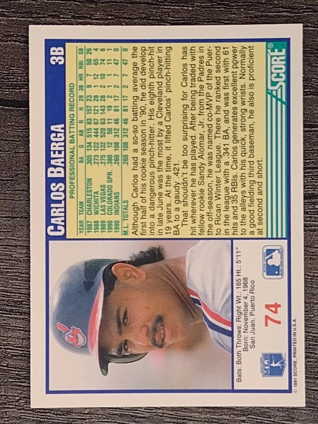 1991 Score #74 Carlos Baerga