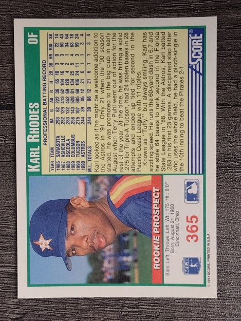 1991 Score #365 Karl Rhodes