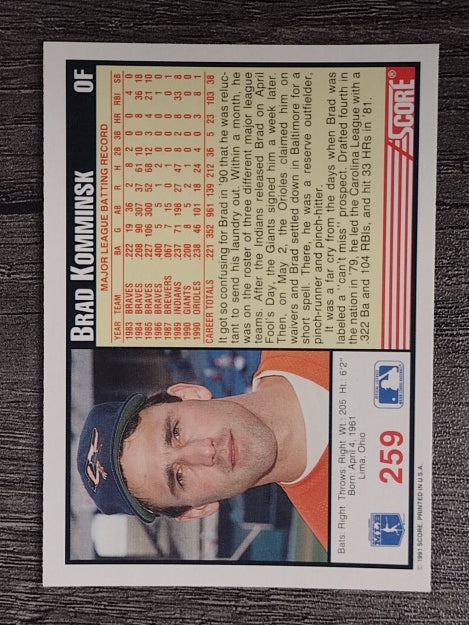 1991 Score #259 Brad Komminsk