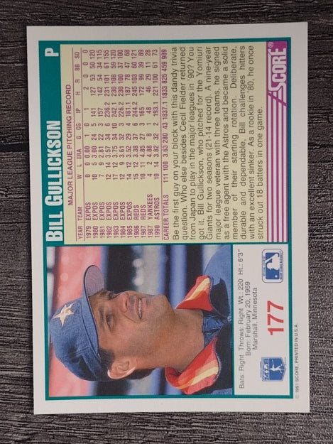 1991 Score #177 Bill Gullickson