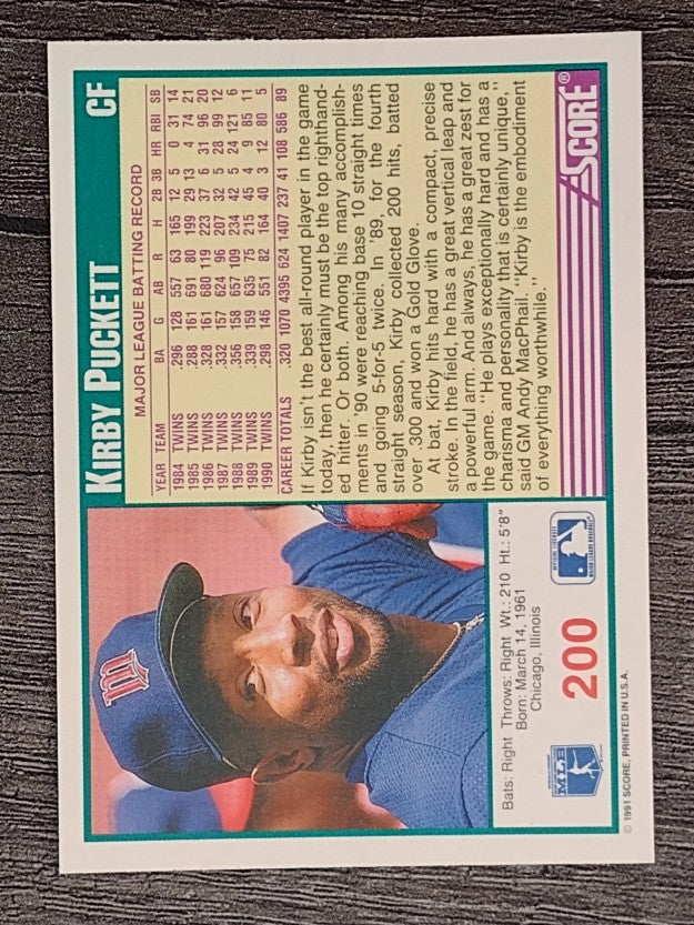 1991 Score #200 Kirby Puckett