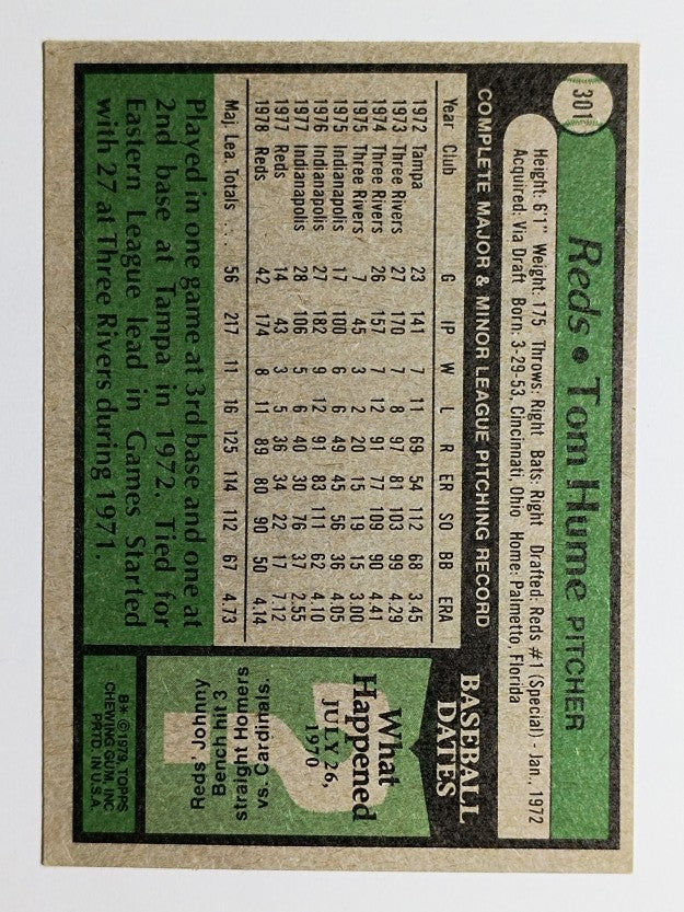 1979 Topps #301 Tom Hume (EX)