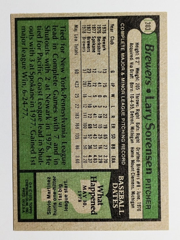 1979 Topps #303 Lary Sorensen DP (EX)