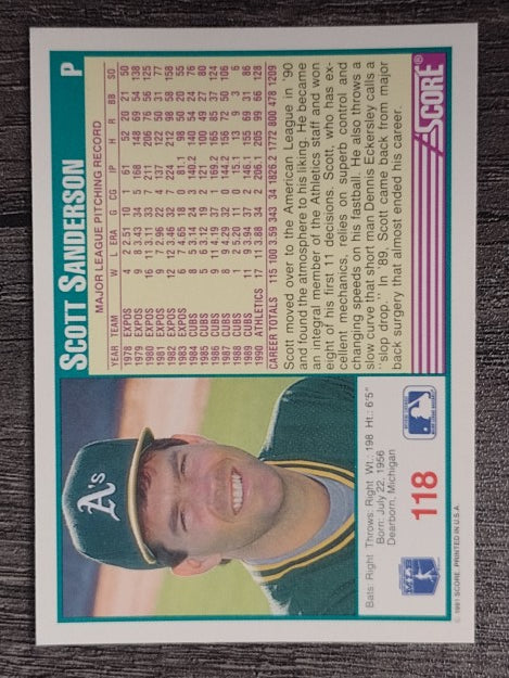 1991 Score #118 Scott Sanderson
