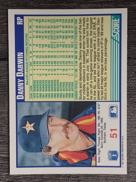 1991 Score #51 Danny Darwin