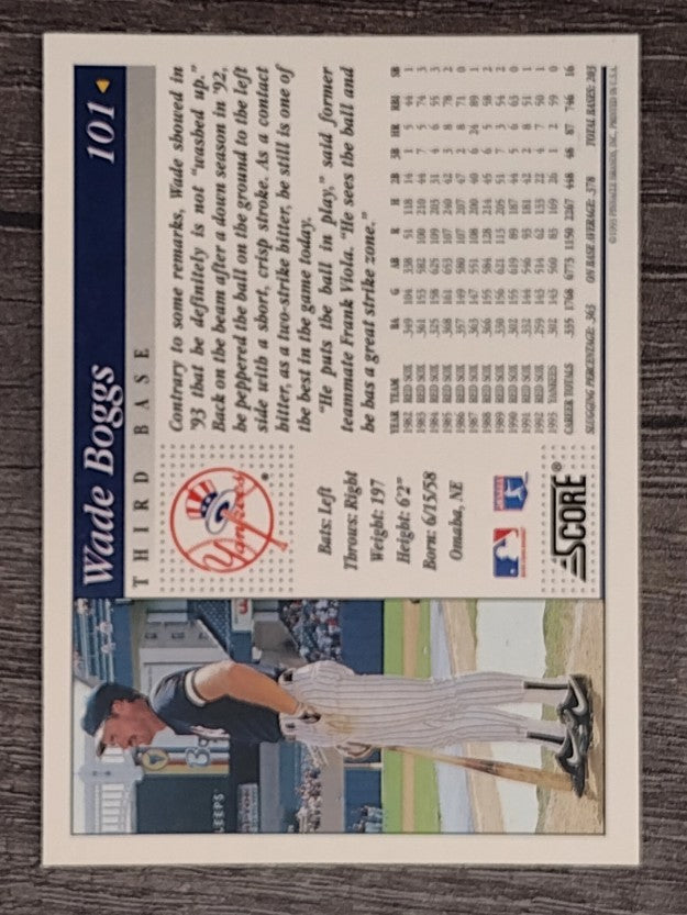 1994 Score #101 Wade Boggs