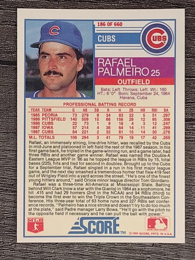 1988 Score #186 Rafael Palmeiro
