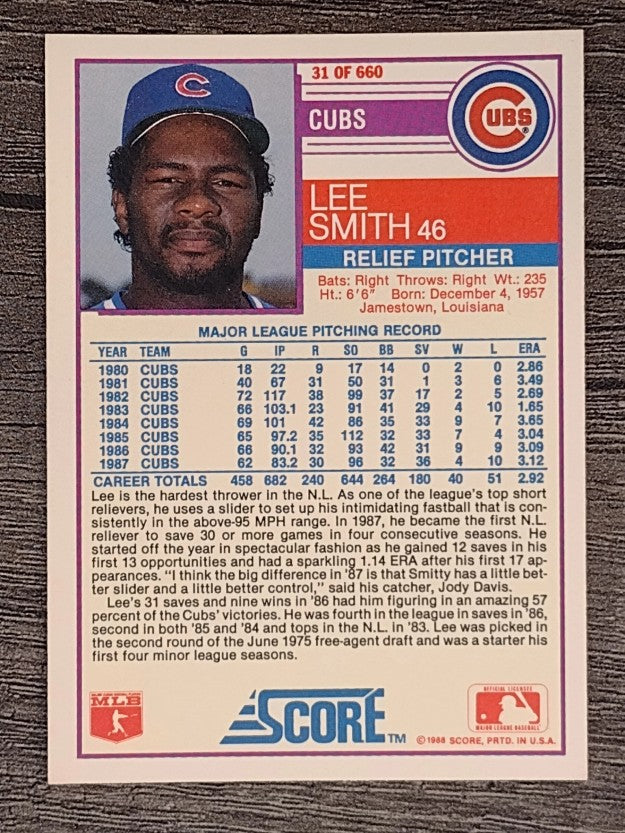 1988 Score #31 Lee Smith
