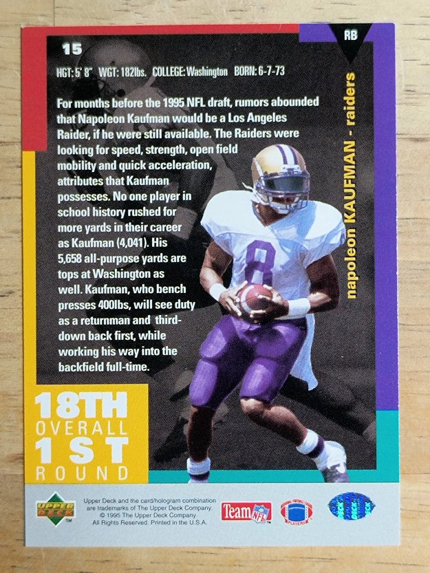 1995 Collector's Choice #15 Napoleon Kaufman RC