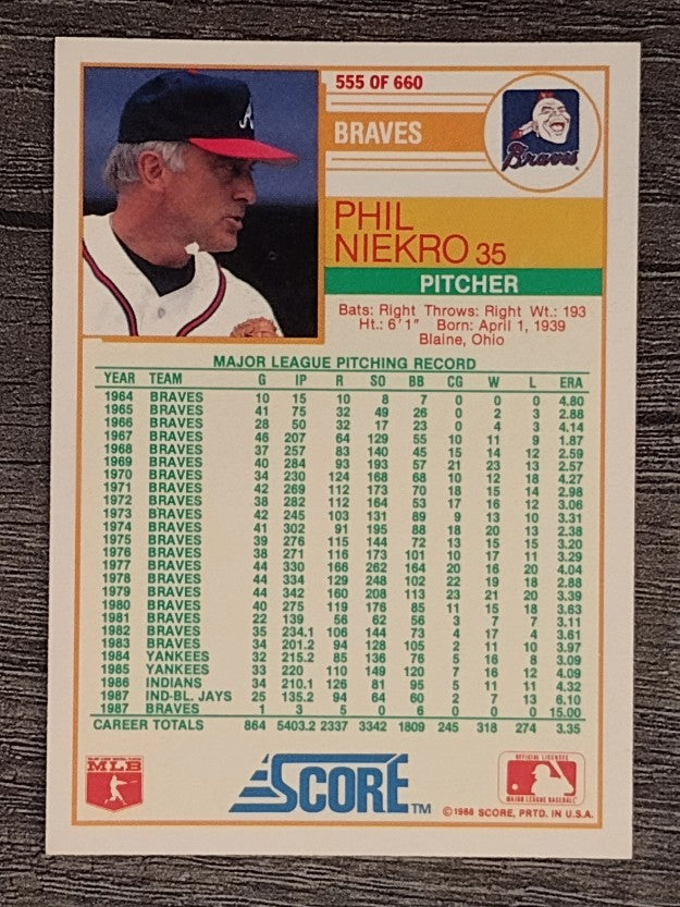 1988 Score #555 Phil Niekro