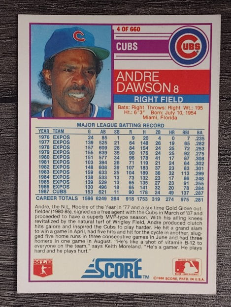 1988 Score #4 Andre Dawson