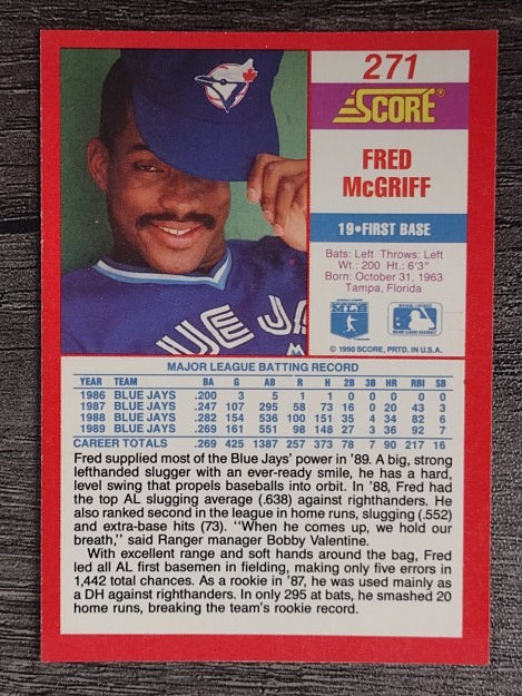 1990 Score #271 Fred McGriff
