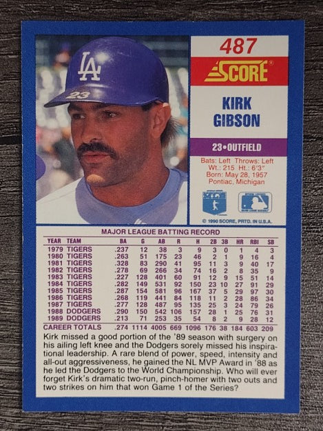 1990 Score #487 Kirk Gibson