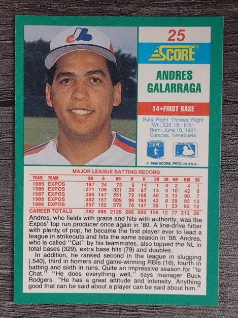 1990 Score #25 Andres Galarraga