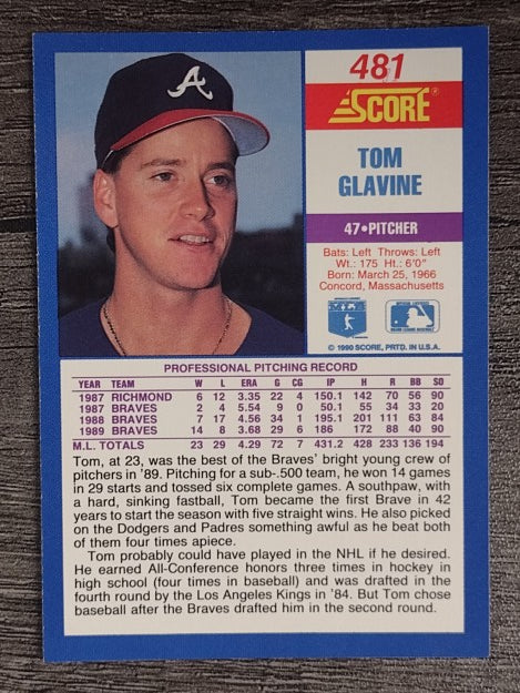 1990 Score #481 Tom Glavine