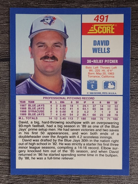 1990 Score #491B David Wells COR