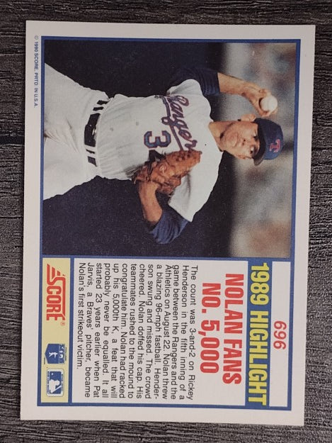 1990 Score #696 Nolan Ryan HL