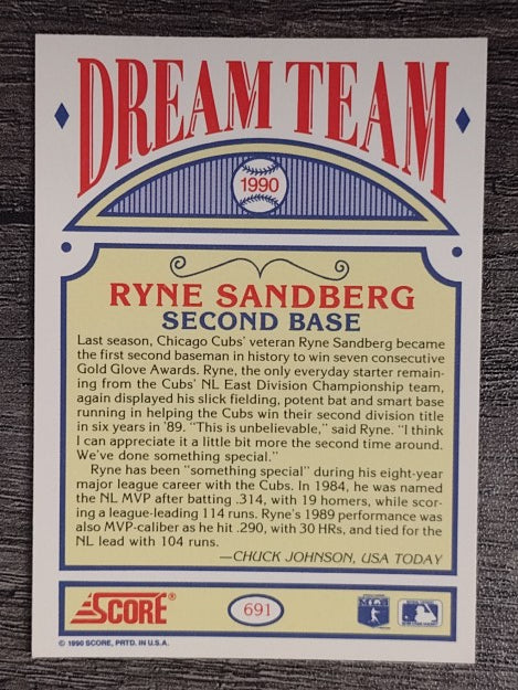1990 Score #691 Ryne Sandberg DT