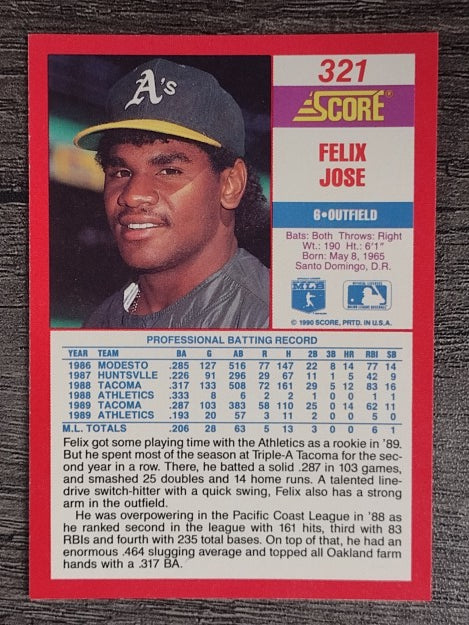 1990 Score #321 Felix Jose
