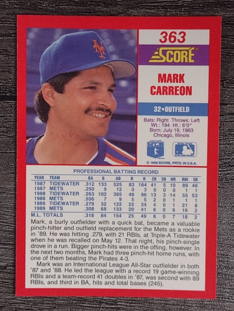 1990 Score #363 Mark Carreon