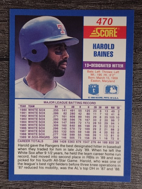 1990 Score #470 Harold Baines