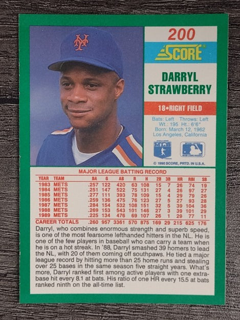 1990 Score #200 Darryl Strawberry