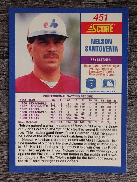 1990 Score #451 Nelson Santovenia