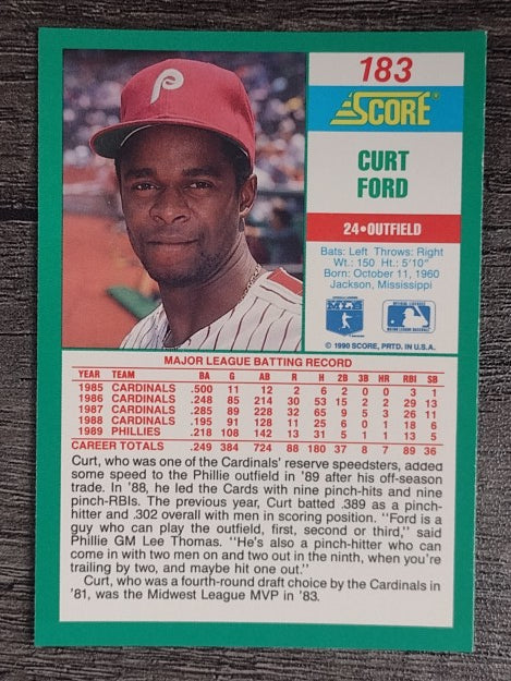 1990 Score #183 Curt Ford