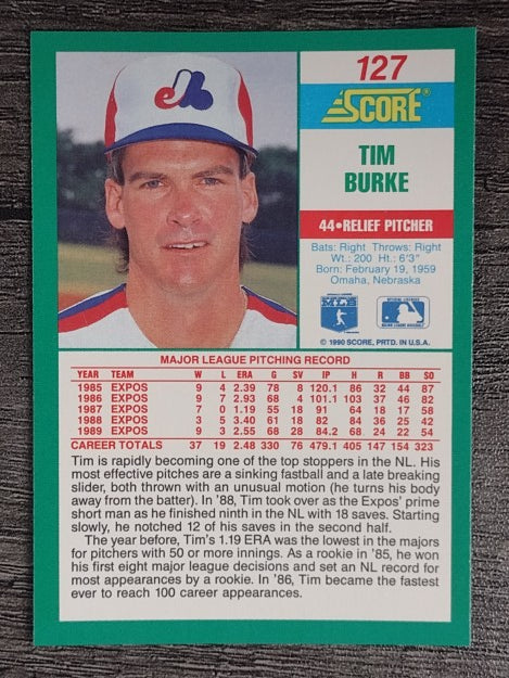 1990 Score #127 Tim Burke
